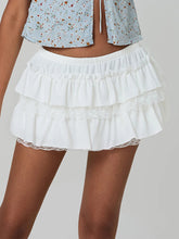 AIERTU - Womens y2k Kawaii Harajuku Layered Mini Skirt Lace Trim Low Waist A-Line Tiered Ruffle Skirt Casual Summer Skirts Streetwear Aiertu