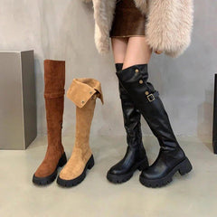 Aiertu Autumn Winter Platform Women Over The Knee High Boots Fashion Slip On Thick Heels Shoes Ladies Knight Long Botas De Mujer Aiertu