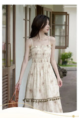 Aiertu 2024 Autumn Vintage Elegant Slip Dress Women Casual Fashion Korean Style Floral Dress Female Beach Evening Party Vacation Dress Aiertu