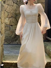 Aiertu Spring Summer Women Fashion Elegant Casual Midi Party Dress Vintage A-Line Solid Chic Prom Wedding Vestidos Female Clothes Robe Aiertu
