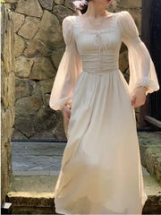 Aiertu Spring Summer Women Fashion Elegant Casual Midi Party Dress Vintage A-Line Solid Chic Prom Wedding Vestidos Female Clothes Robe Aiertu