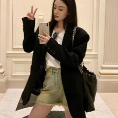 Aiertu Spring Autumn Blazers Jackets Women Korean Style High Quality Loose Blazer Coat Ladies Temperament Streetwear Outerwear aiertu