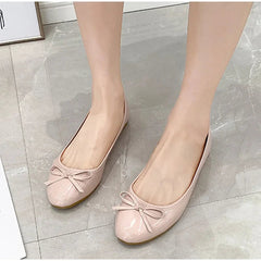 Aiertu Women's Casual Patent Leather Korean Shoes Ladies Bowknot Shallow Elegant Female Moccasins Summer Autumn Flats Shoe Aiertu