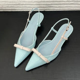 AIERTU - Bow Elegant Women's Sandals Summer Fashion Kitten Heels Dress Shoes Ladies Pointed Toe Slingbacks Women Heels and Pumps Aiertu
