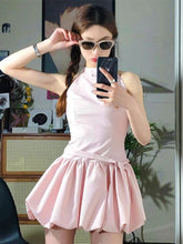 Aiertu Coquette Y2k Pink Halter Mini Dress Women 2024 Summer Fashion Off Shoulder Party Short Dresses with Belt Aiertu