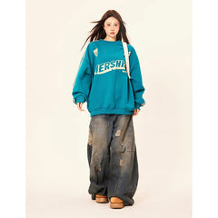 Aiertu 2024 Spring Women's Casual Style Jeans Vintage High Waist Loose Blue Pants Female Y2K Wide Leg Baggy Harajuku Denim Trouser Aiertu