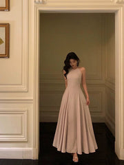 Aiertu - Classy A Line Scoop Neckline Long Light Pink Prom Dresses Birthday Outfits Evening Gown HOT1024 Aiertu