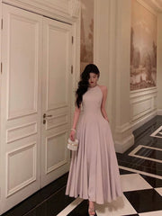 Aiertu - Classy A Line Scoop Neckline Long Light Pink Prom Dresses Birthday Outfits Evening Gown HOT1024 Aiertu