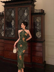 Aiertu - Classy Sheath Halter Green Slit Prom Dresses Birthday Outfits Evening Gown HOT1085 Aiertu