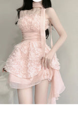 Aiertu Cute A line Spaghetti Straps Pink Chiffon Short Birthday Dresses Birthday Outfits HOT1183 Aiertu