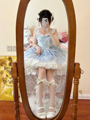 Aiertu French Ball Gown 2 Pieces Top And Skirt Short Blue Lolita Dresses Party Dress Birthday Outfits HOT1207 Aiertu