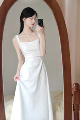 Aiertu Sexy A Line Square Neckline White Holiday Dresses Night Dress Birthday Outfits HOT1219 Aiertu