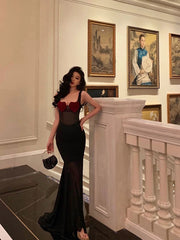 Aiertu - Sexy Sheath Straps Black Long Velvet Prom Dresses Birthday Outfits HOT751 Aiertu