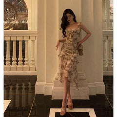 Aiertu - Gorgeous Sheath Straps Date Night Dress Floral Prom Dresses Party Dress Birthday Outfits HOT799 Aiertu