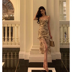 Aiertu - Gorgeous Sheath Straps Date Night Dress Floral Prom Dresses Party Dress Birthday Outfits HOT799 Aiertu