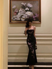 Aiertu - Classy Sheath Spaghetti Straps Sleeveless Black Backless Prom Dresses Birthday Outfits HOT845 Aiertu