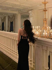 Aiertu - Classy Sheath Spaghetti Straps Sleeveless Black Backless Prom Dresses Birthday Outfits HOT845 Aiertu