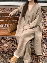 Aiertu Winter French Knitted Suits 3 Piece Set Women Casual Long Cardigan + Vintage Vest + Office Lady Long Pants Korean Fashion Aiertu