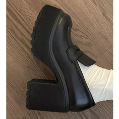 Aiertu High Heels Loafers Women Shoes Retro Chunky Heels Pumps Woman Uniform College Platform Mary Jane Shoes Ladies fashion Aiertu