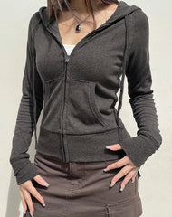 Casual Streetwear Basic Hooded Pockets Sweatshirt Tracksuit Solid Long Sleeve Hoodies Women 2023 Autumn Spring Fashion Aiertu