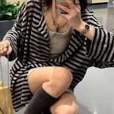 Aiertu Sweatshirts Women Striped Chic Loose All-match Design Summer Simple Daily Retro Students Tender Sun-proof Classic Korean Style Aiertu