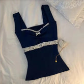 AIERTU - Lace Bow Y2K Versatile Tank Top Summer New Women Fashionable Sweet Versatile Multiple Styles Comfortable Skin Friendly Camisole Aiertu