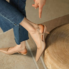 Aiertu Summer Women Shoes Cow Leather Shoes Women Slingback Thin Heel Sandals for Women Square Toe Women Shoes Designer sandals Aiertu