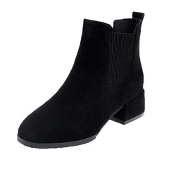 Women Ankle Boots Autumn Winter Boots Slip-on Round Toe 3.5cm Square Heel Solid Casual Black Camel Booties Size 35-43 Aiertu