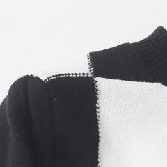 AIERTU - Trendy Women Autumn Plaid Knitted Crop Sweater Long Sleeve Pullover Knitwear Short Jumper Aiertu