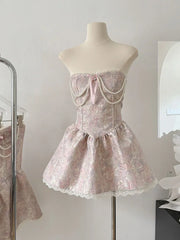 Aiertu French Elegance Lolita Dress Fashion Sweet Luxury Prom Gown Pearl Chain Party Prom Sleeveless Robe 2000s Aesthetic New Design Aiertu