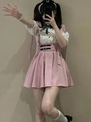 Aiertu Japanese Lolita High Waist Mini Suspender Skirt Y2k Aesthetic Sweet Women Solid Streetwear Gothic Jk Saia Feminina Harajuku Jupe Aiertu