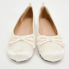 AIERTU - Satin Bow Wrinkles Round Toe Mary Jane Flats Low Heel Slip On Ballet Shoes Comfortable Dress Shoes for All-Year Daily Work Casua Aiertu