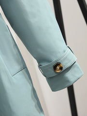 Women Long Trench Coat Fashion Windproof Coat Double Breasted Trench TRAF Coats Green Belt Windbreaker Winter Aiertu