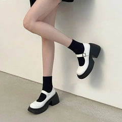 Aiertu Back to school Platform Mary Jane Shoes 2024 New Women's Shoes Women Thick Heels Trendy Street Lolita Shoes Round Toe Ankle Strap Pumps Aiertu