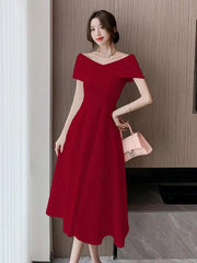 Aiertu Elegant Evening Dress For Women Sleeveless Fashion Fairy Birthday Party Dress Solid Midi 2024 New Summer Sexy Engagement Dresses Aiertu
