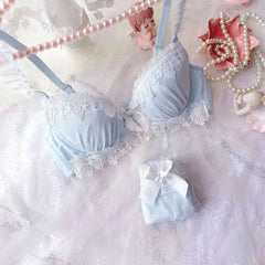 Aiertu Water-soluble Embroidery Bras Thin Cup Students College Girls Cute Lingerie Push up Bralette Sexy Underwear Bra Set Aiertu