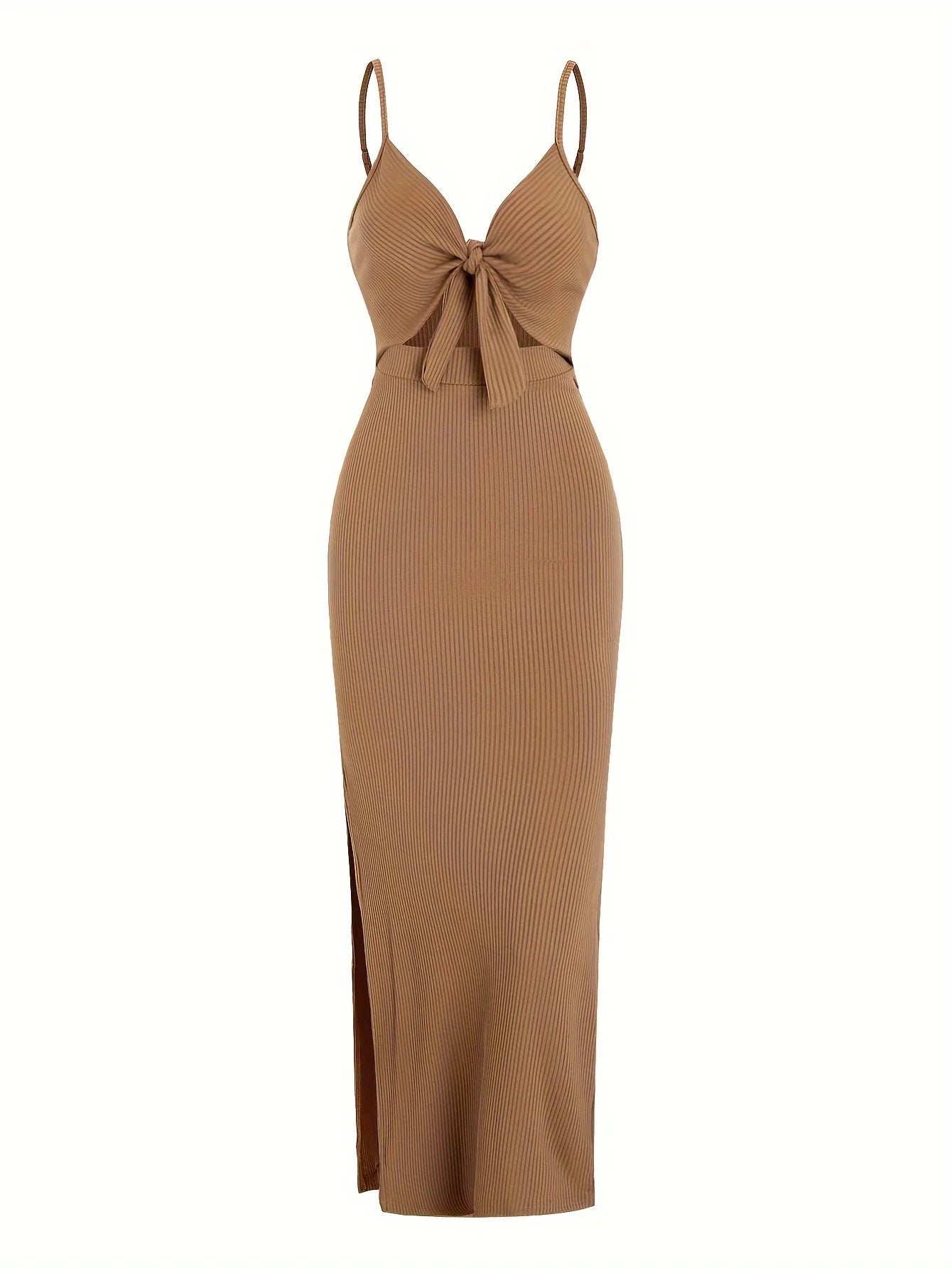 Aiertu Knit Simple Sleeveless Suspender Dress in Spring and Summer, Leaking Back and Sexy Long Skirt with Neck. Aiertu