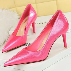 Aiertu Shoes Crystal Patent Leather Women Pumps Pointed High Heels Women Shoes Stilettos Kitten Heels Female Shoes Plus Size 43 Aiertu