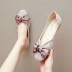 moccasins women silk lace bow flat shoes square toe soft bottom slip on loafers woman ballet flats platform shoes Aiertu