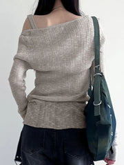 Aiertu Two Pieces Set Autumn Simple Casual Long Sleeve Vintage Women T-shirts + Japanese Solid Bottoming Y2k Aesthetic All Match Tanks Aiertu