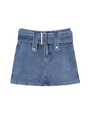 Aiertu Women Denim Shorts Skirt Vintage Streetwear A-line Jeans Skirts Casual All Match Female Slim Package Hip Mini Skirt Summer Aiertu