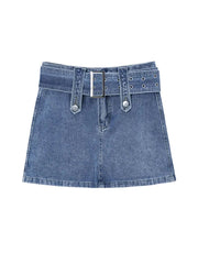 Aiertu Women Denim Shorts Skirt Vintage Streetwear A-line Jeans Skirts Casual All Match Female Slim Package Hip Mini Skirt Summer Aiertu