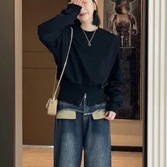 Aiertu Pure Cotton Design Sense Niche Hoodie Women in Spring 2023 New Fashion Pullover Solid Color Long Sleeved Lady Top Trend Aiertu