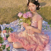 Aiertu - Anita the Rose Petal of Paradise Glade Corset Top and Skirt Dress Set Kawaii Academia Y2K Cottagecore Coquette Fairycore Dollette Princesscore Bottoms Aiertu