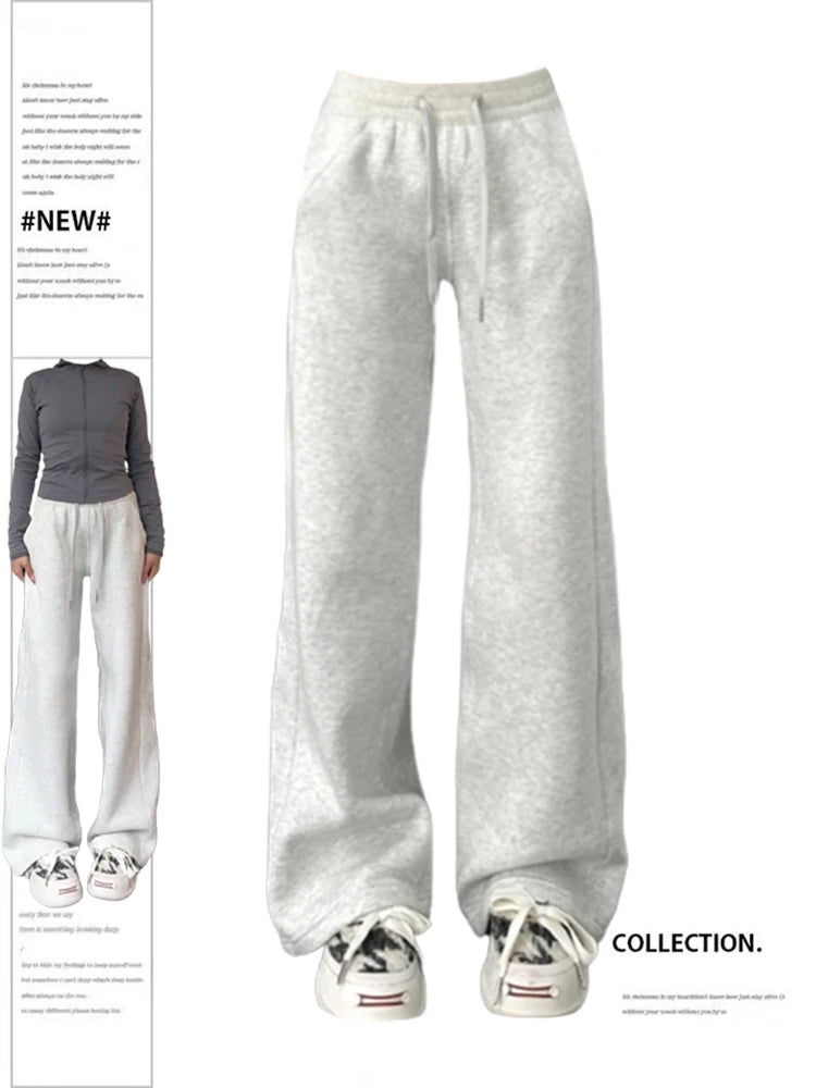 Aiertu Women Grey Pants Baggy Vintage Harajuku Y2k 90s Retro Oversize Sweatpants High Waist Wide Jogger Trousers 2000s Clothes 2024 New Aiertu