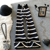 AIERTU - Y2k Clothes Knitted Pants Woman Stripes Contrast Color Vintage Pantalones Mujer Korean Fashion Wide Leg Trousers Aiertu