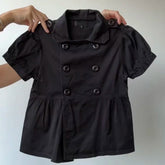 AIERTU - Fashionable American retro Y2K millennium design double-buttoned top shirt for summer, new style, original streetwear top emo Aiertu