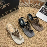 AIERTU - Women's Wedge Sandals Summer New Flat Comfort Sandals Fashion Trendy and All-match Beach Women's Shoes Sandalias De Mujer Aiertu