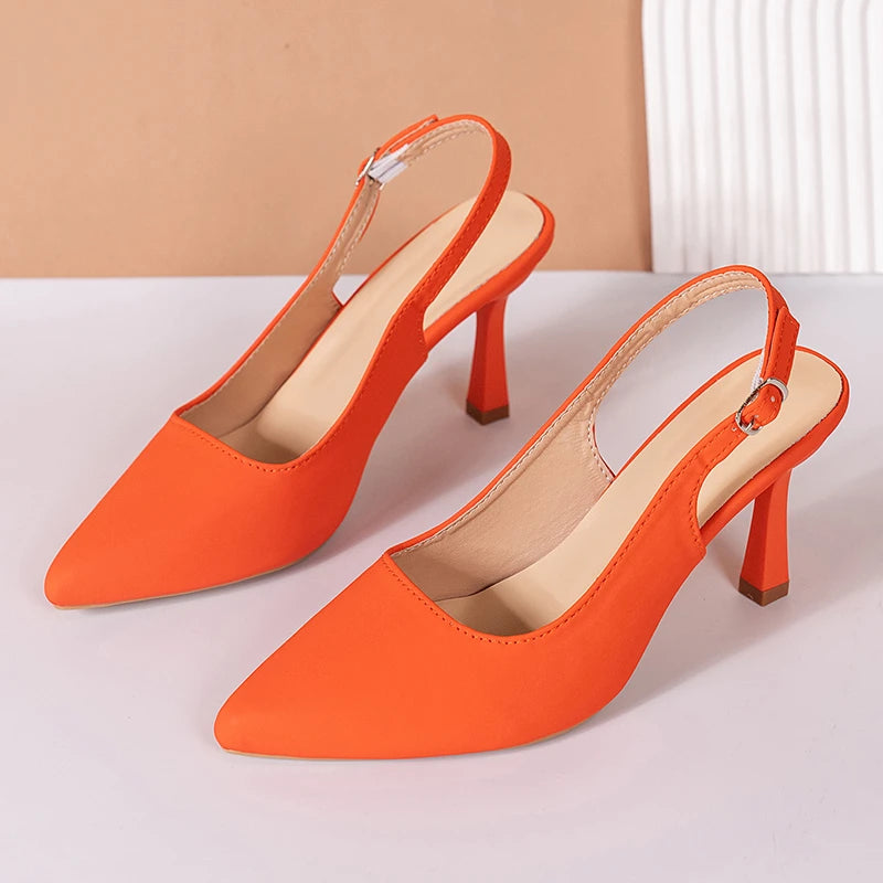 Sexy Women's Buckle Sandals High Heeled Women's Shoes Large Size 43 Fashion Women's Shoes Pointed Toe Fine Heeled Women's Shoes Aiertu