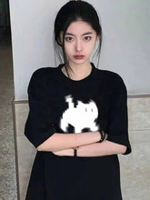 Aiertu Summer Y2k Aesthetic Print Basic Short Sleeve T-shirts Streetwear All Match Loose Tops Women Casual Harajuku Oversize O Neck Tee Aiertu
